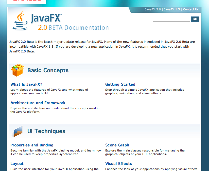 JavaFX Documentation Page