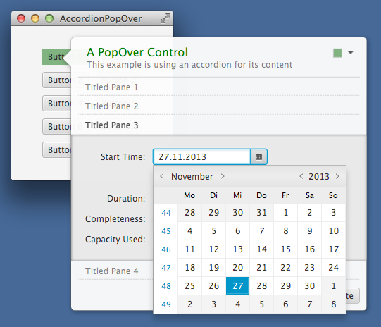 A PopOver with content.